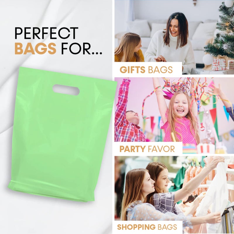 Bags4U Merchandise Bags, Die Cut Handles, Strong, Durable, and Tear Resistant Bags Perfect for Retail, Boutiques, or Any Events, Different sizes and colors (Green, 9x12 Inch (Pack of 100) - Image 3